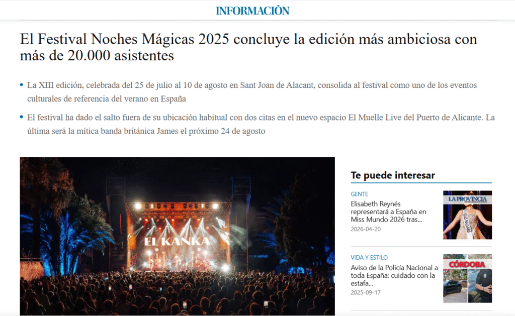 Festival Noches Mágicas: Publicidad Digital 4